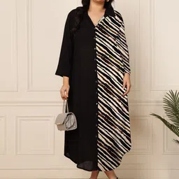 DEEBACO Plus Size Colourblocked Shirt Dress-74