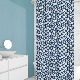 ArtzFolio Navy Blue & White Printed Waterproof Shower Curtains-image-39