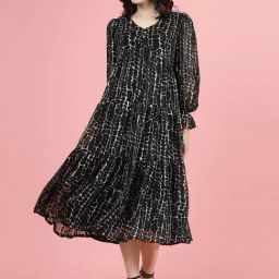 Melon by PlusS Black & Beige Printed Midi Dress-image-50