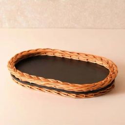 Peepul Tree Wicker & Wood Bread Box & Serving Tray Combo | Handcrafted in Kashmir image 3