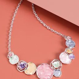 SOHI Multicolor Textured Rose Necklace-11