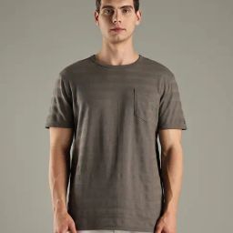 TOMMY HILFIGER Beige Self Design Regular Fit Cotton T-Shirt-image-26