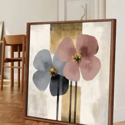 Art Street Multicolour Large Framed Minimalist Floral Abstract Canvas Painting-picture-48