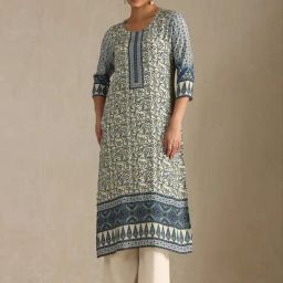 Soch Beige Regular Fit Floral Print Kurtas-25