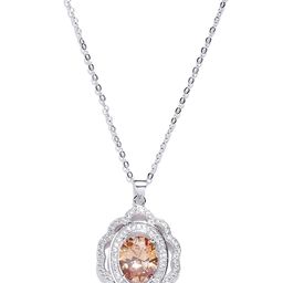 Jewels Galaxy Brown Rhodium-Plated CZ Stone-Studded Pendant with Chain-14