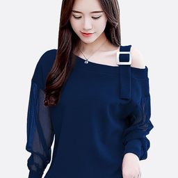 LONDON BELLY Navy Blue One Shoulder Top-image-98