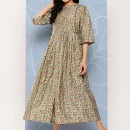 Libas Green Printed Maxi Dress-image-55