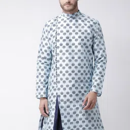DEYANN Men Blue Printed Straight Kurta-image-80