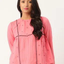 ROOTED Womans Pink Linen Regular Top-image-3