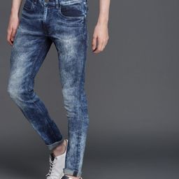 WROGN Men Blue Skinny Fit Mid-Rise Clean Look Stretchable Jeans-image-59