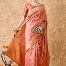 DEVATITHI Peach Banarasi Silk Saree-image-58