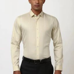 Peter England Beige Cotton Slim Fit Printed Shirt-picture-19