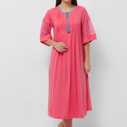 Soie Coral Solid Nightdress-16