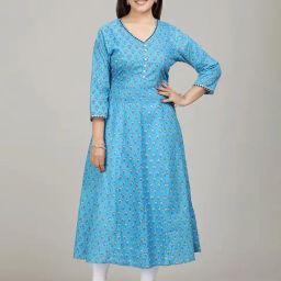 Cotton Culture Sky Blue Printed Kurta-image-29