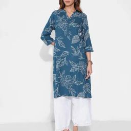 Rangmanch By Pantaloons Blue Quartz Regular Fit Floral Print Kurta-picture-32