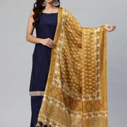 One Femme Gold Silk Printed Dupatta-picture-40