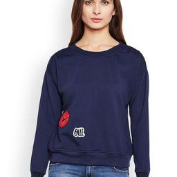 Belle Fille Women Navy Blue Solid Sweatshirt-image-89