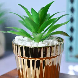 MARKET99 Gold-Toned Hanging Periwinkle Pine Ceramic Artificial Plant With Pot-image-61
