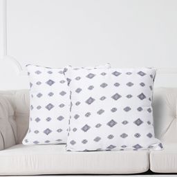 SWAYAM White & Blue Set of 2 Ethnic Motifs Square Cushion Covers-39