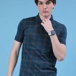 V-Mart Men Checked Polo Collar Cotton T-shirt-picture-10