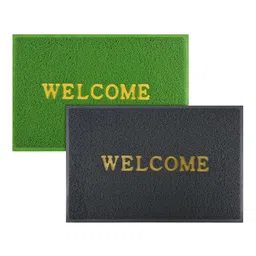 Kuber Industries Set Of 2 Green & Grey Anti-Skid Doormats-35
