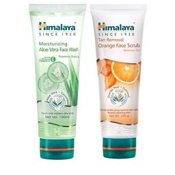 Himalaya Set of Moisturizing Aloe Vera Face Wash & Tan Removal Orange Face Scrub-25