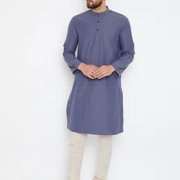 even Men Blue Solid Straight Kurta-image-54