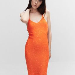 MANGO Sequinned Sheath Midi Dress-picture-1