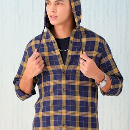 HARDSODA Men Navy Blue Checked Casual Shirt-image-51