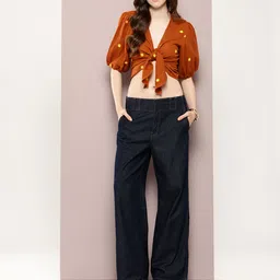 aaliya Floral Embroidered Puff Sleeve Empire Crop Top-image-15