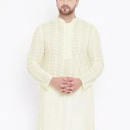VASTRAMAY Men Yellow Ethnic Motifs Kurta-picture-52