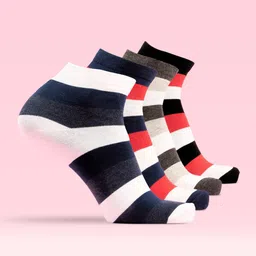 LUX MOZZE Men Pack Of 4 Assorted Ankle-Length Socks-image-30