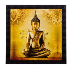 eCraftIndia Yellow Meditating Buddha UV Wall Art-image-83