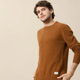 Mr Bowerbird Men Brown Solid Round-Neck Pullover Sweater-picture-40