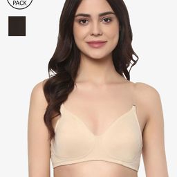 Soie Pack Of 2 Black & Beige Everyday Bra Full Coverage COMBO CB-48