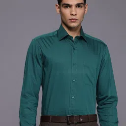Louis Philippe Classic Fit Self Design Textured Pure Cotton Formal Shirt-image-90