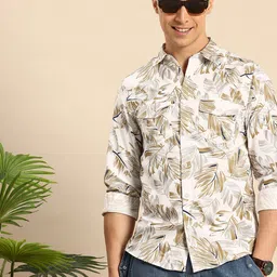 Mast & Harbour Pure Cotton Opaque Tropical Printed Casual Shirt-picture-17