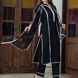 INDYES Women Regular Thread Work Kurta with Pyjamas & With Dupatta-picture-6