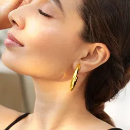 Rubans 18K Gold-Plated Stainless Steel Tarnish-Free Waterproof Demi-Fine Hoop Earrings-5