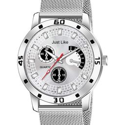 JUST LIKE Men Bracelet Style Straps Analogue Watch avio silver sefar steel watch-picture-39