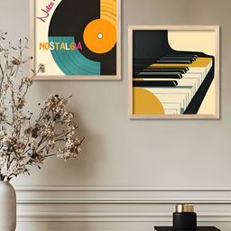 WALLLANE Brown & Black 2 Pieces Music Theme Wooden Wall Art-picture-11