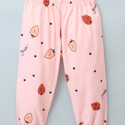 Kookie Kids Full Length Lounge Pant Strawberry Print - Pink-image-42