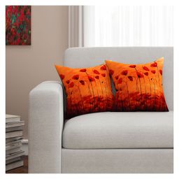 Sej By Nisha Gupta Floral Premium 16 by 16 Cushion Covers Set Of 2 -Yellow-35