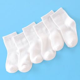 Doodle Poodle Cotton Knit Ankle Length Solid Socks Pack of 3 - White-image-103