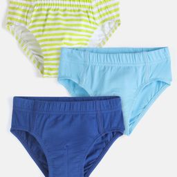 Honeyhap Premium Cotton Elastane Super Soft Stretchable Briefs With Silvadur Finish Solid & Stripes Pack Of 3 - Navy Peony Tender Shoots & Bachlor Button-2