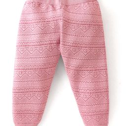 Babyhug Knitted Full Length Design Fleece & Woollen - Pink-image-4