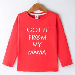 Ollypop Sinker Knit Full Sleeves T-Shirt with Text Print - Red-picture-6
