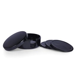 Superware Melamine Tea Coaster Set with stand  -Black( Set of 8 )-94