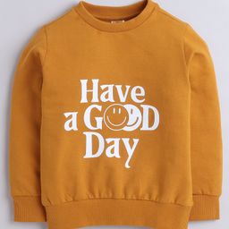 Aww Hunnie Full Sleeves Typography Printed Sweatshirt - Mustard-image-10