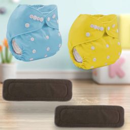 Sparkle Joy Washable & Reusable Cloth Diapers/Nappies Combo Pack of 2 Free size With 2 organic cotton Grey inserts - Yellow & Sky-blue-1